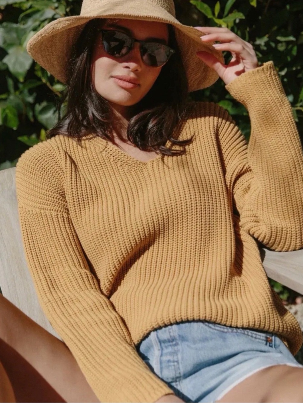 JENNI KAYNE Cabin Fisherman Sweater Organic Cotton Mustard Yellow Size XS NWT